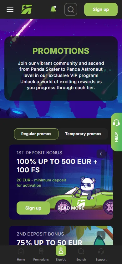 Fast Pay Casino promotions area on a mobile device